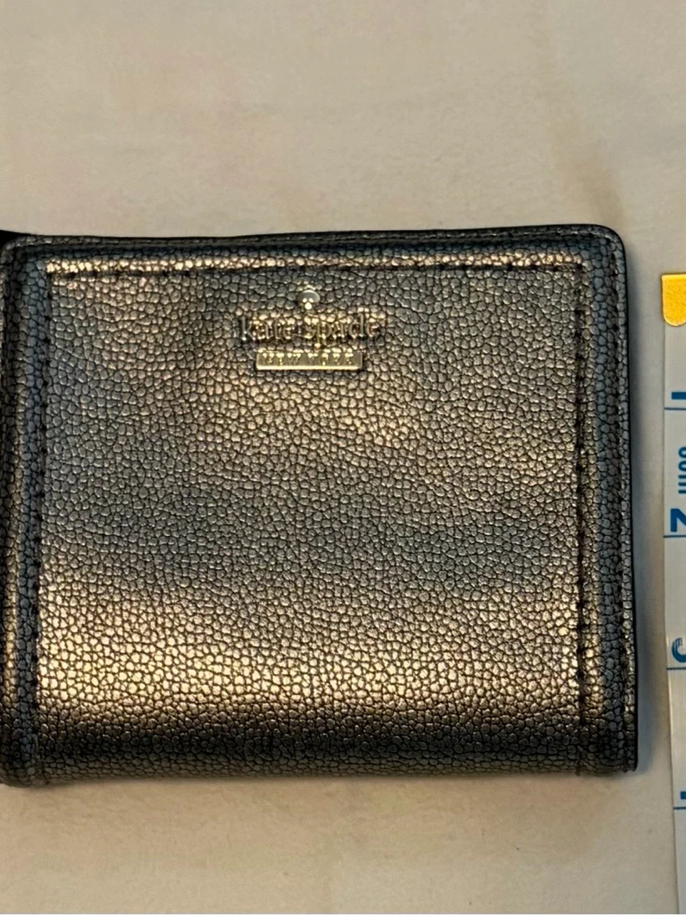 kate spade Metallic Gunmetal Zip Bifold Wallet